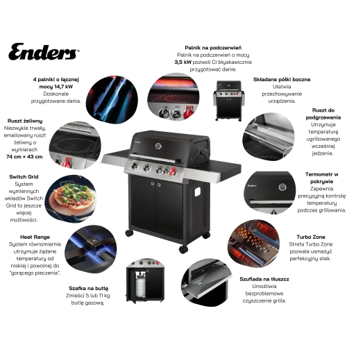 Grill gazowy Enders Colorado 4 I Turbo (85216) - Wyjątkowa jakość i zaawansowane funkcje grillowania
